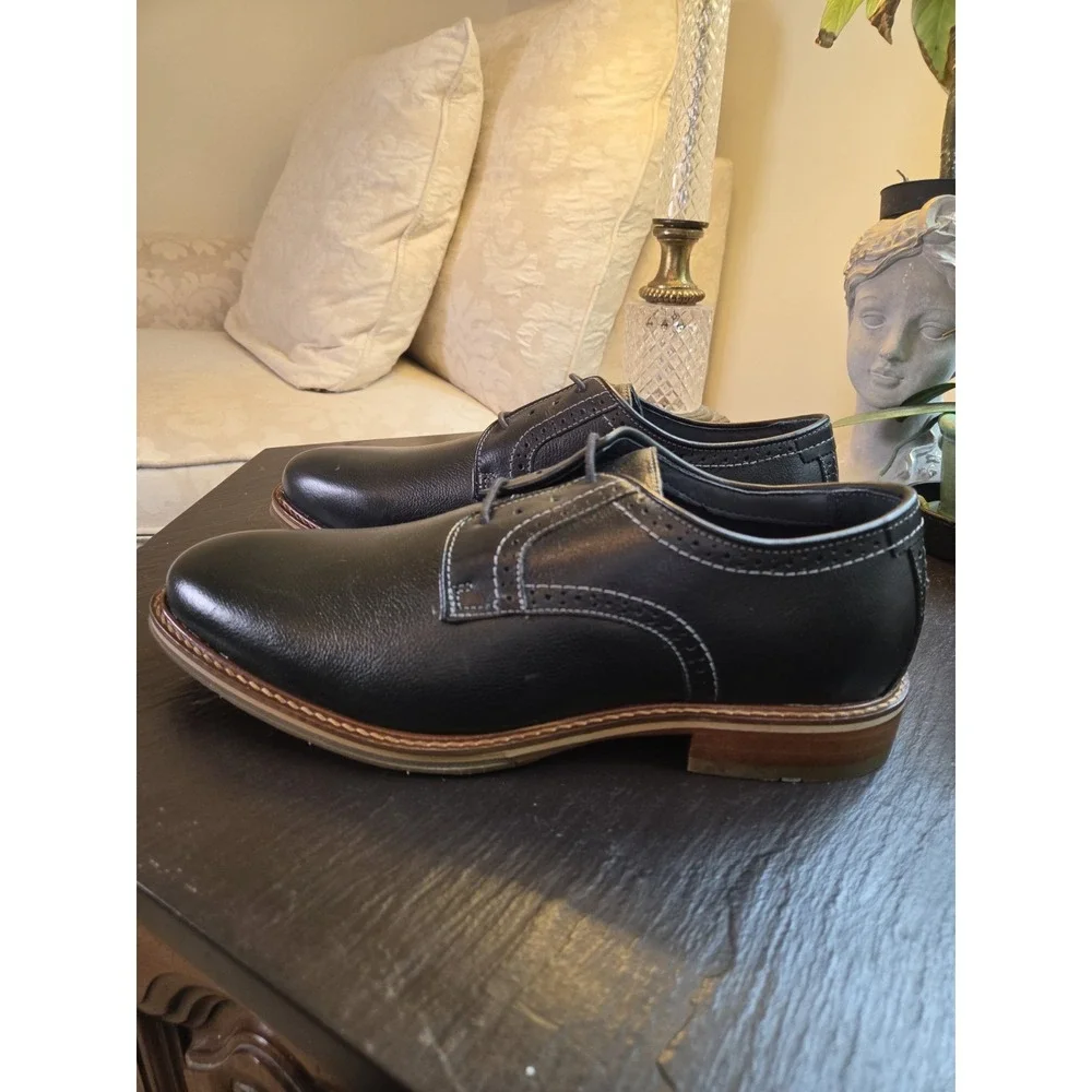 Johnston & Murphy Men's Raleigh XC Flex Leather Plain Toe Black Sz 10.5 NEW $175